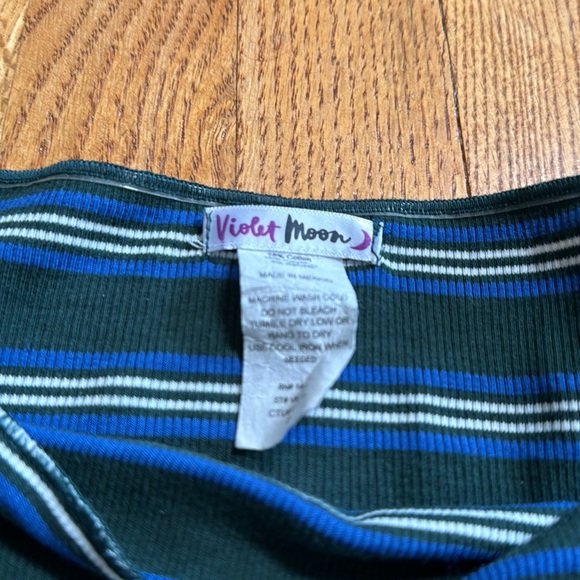 Violet Moon cotton striped long sleeve tee size small - Picture 2 of 4